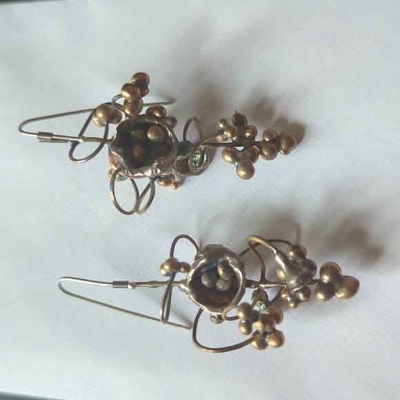 Jewelry - Artist free-form sterling and copper earrings
